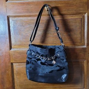 Coach Black Jacquard Signature Chain Hobo Bag K1173-F18862